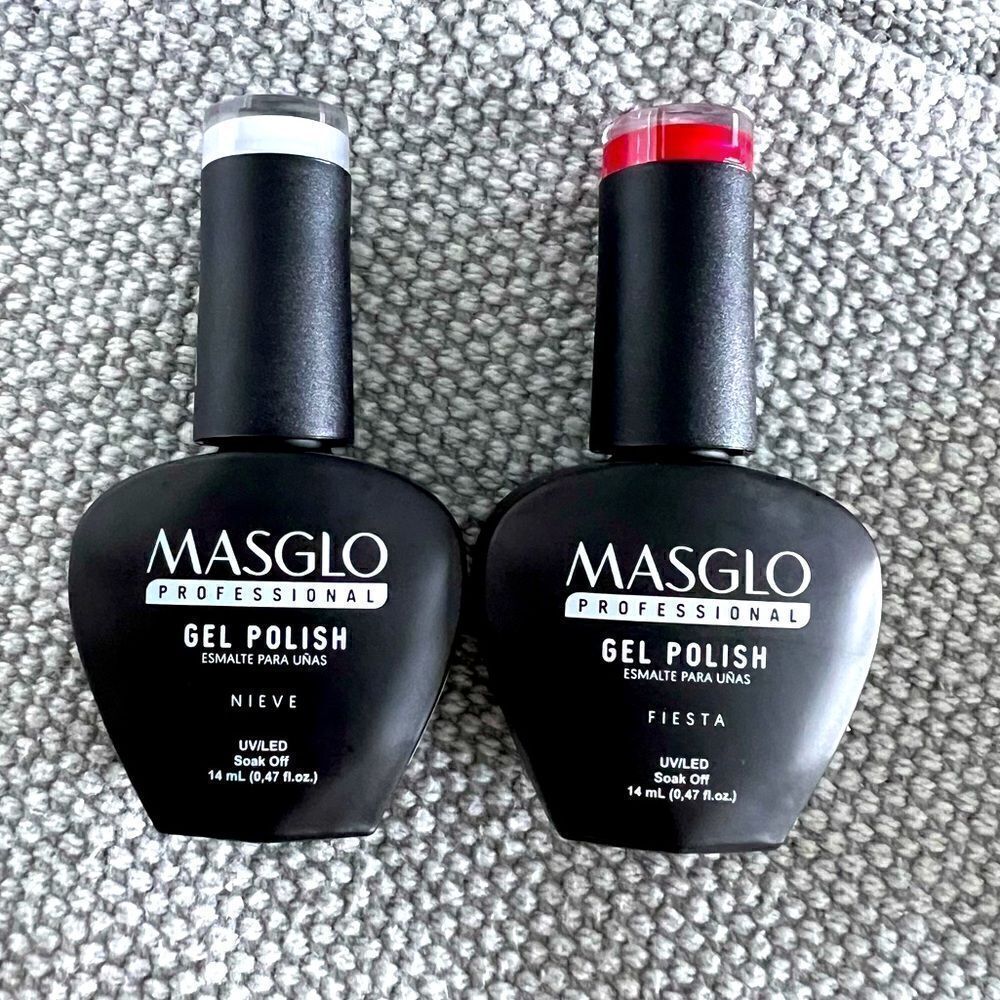 MASGLO Professional Set Gel Polish Red Fiesta And White Snow Colors UV LED